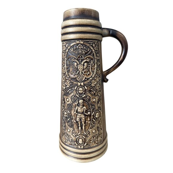 Vintage Tall Gerz German Beer Stein Graffen V Dhavn Family Crest Stone NO LID - Picture 2 of 11